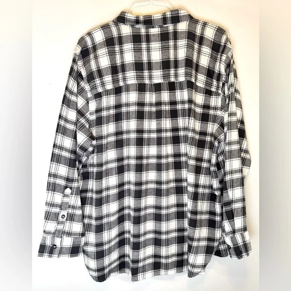 SO Good For Life Plaid Dark Gray, Gray White Flannel Women's Plus Size Sz 1X NWT - Picture 4 of 9